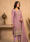 Lavender Embroidered Chiffon Kurta Set with Dupatta and Straight Trouser