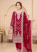 Elegant Maroon Embroidered Chiffon Kurta Set with Dupatta