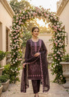Plum Embroidered Kurta Set with Chiffon Dupatta