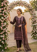Plum Embroidered Kurta Set with Chiffon Dupatta