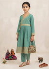 Charming Moss Green Embroidered Angrakhawith Trousers
