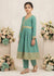 Charming Moss Green Embroidered Angrakhawith Trousers