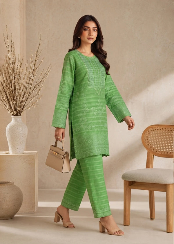 Lime Green Embroidered & Sequin Lawn Kurta Set