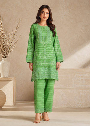 Lime Green Embroidered & Sequin Lawn Kurta Set