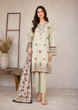 Sage Green Printed Lawn Kurta Set with Dupatta