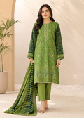 Lawn Green Embroidered Kurta Set with Printed Dupatta