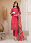 Crimson Embroidered Lawn Kurta Set with Printed Dupatta