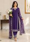 Elegant Purple Embroidered Chin ffoKurta Set with Chiffon Dupatta