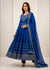 Royal Blue Embroidered Anarkali Maxi Dress with Dupatta
