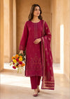 Burgundy Embroidered Cotton Kurta Set with Printed Dupatta