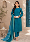 Elegant Teal Embroidered Kurta Set with Cotton Voile Dupatta