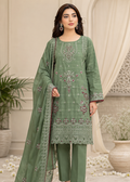 Embroidered Olive Green Lawn Kurta Set with Dupatta