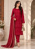 Maroon Embroidered Cotton Kurta Set with Lawn Dupatta