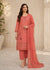 Coral Orange Embroidered Cambric Kurta Set with Chiffon Dupatta