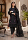 Black Embroidered Kurta Set with Cutwork & Chiffon Dupatta