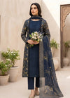 navy blue Printed Lawn Kurta Set with Dupatta