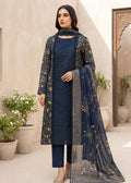 navy blue Printed Lawn Kurta Set with Dupatta