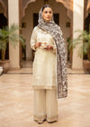 Cream Embroidered Raw Silk Kurta Set with Printed Dupatta