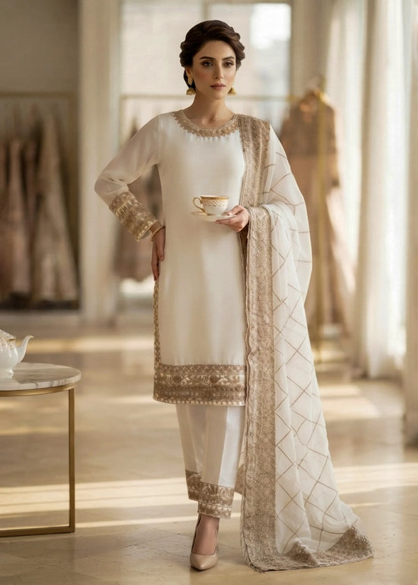 White Opulence – Premium Party Wear Ensemble