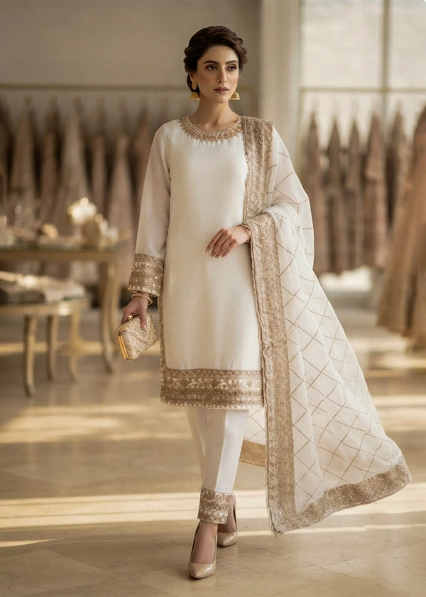 White Opulence – Premium Party Wear Ensemble