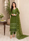 Olive Royale – Olive Premium Embroidered Linen 3PC Suit with Chiffon Dupatta