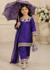 Purple Premium Silk Kids 3PC Dress