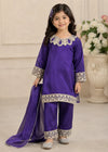 Purple Premium Silk Kids 3PC Dress