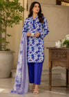 Floral Printed Lawn Kurta Set with Blue Farshi Shalwar and Dupatta