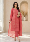 Rose Pink Embroidered Lawn Kurta Set with Organza Dupatta
