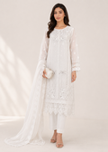 Elegant Off-White Embroidered OrganChiffon Kurta Set