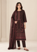 Chestnut brown Embroidered Lawn Kurta Set with Dupatta