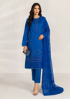 Embroidered Royal Blue Kurta Set with Chiffon Dupatta