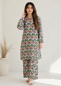 Vibrant Floral Printed Lawn Kurta with Straight Trousers