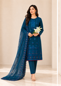 Embroidered Teal Kurta Set with Chiffon Dupatta