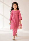 Charming Pink Embroidered Cotton Jacquard Short Frock