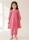 Charming Pink Embroidered Cotton Jacquard Short Frock