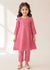 Charming Pink Embroidered Cotton Jacquard Short Frock