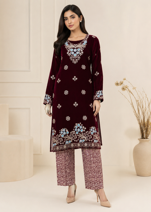 Royal Maroon – Premium Velvet Party Wear