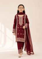 Royal Maroon Kids – Embroidered 3PC Kurta