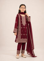 Royal Maroon Kids – Embroidered 3PC Kurta