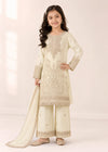 Pure White – Premium Embroidered Kids 3PC Kurta Set