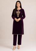 Purple – Luxury Handworked Velvet 2PC Kurta Set