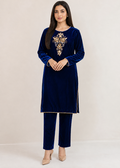 Navy Blue Opulence – Handcrafted Velvet Ensemble