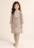 Kids Embroidered Beige Cotton Kurta Set