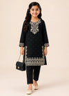Black Embroidered Kids Kurta Set with Straight Trousers