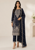 Midnight Sapphire – Embroidered Chiffon 3PC Set