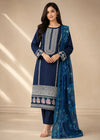 Navy Blue Embroidered Kurta Set with Floral Details