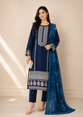 Navy Blue Embroidered Kurta Set with Floral Details