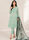 Embroidered Aquamarine Lawn Kurta Set with Printed net Dupatta