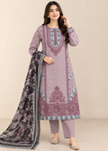 Mauve Embroidered Cambric Cotton Kurta Set with Printed Dupatta
